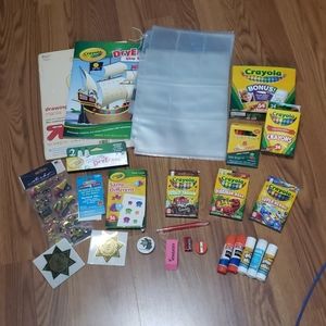 24 pc Boys school supplies lot NWT crayons sticker